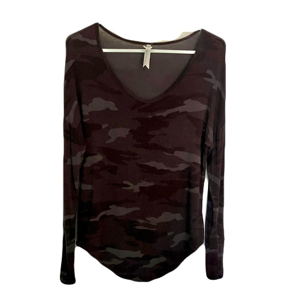 Stylish Camouflage Vneck Long Sleeve Tee